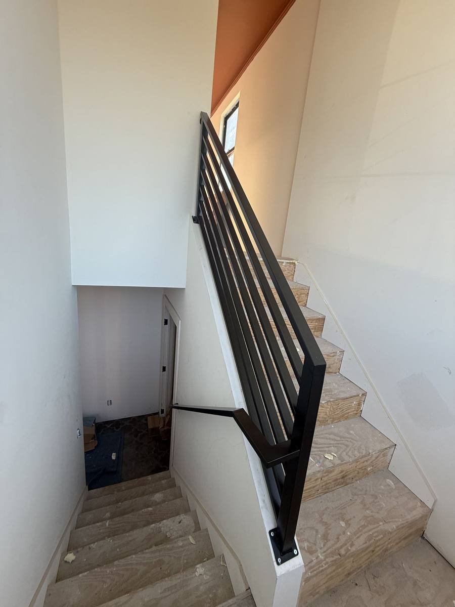 Interior stair handrail, view from the top